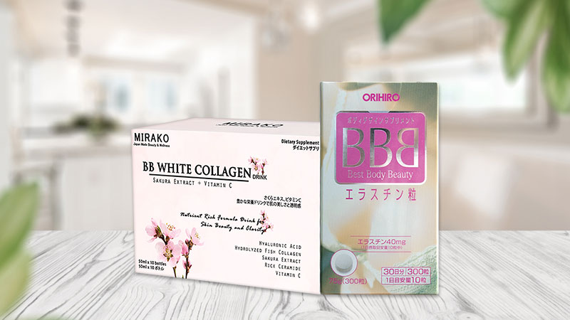 Bộ đôi lấy lại năng lượng thanh xuân Collagen Mirako BB White 10 chai và Orihiro BBB Best Body Beauty 300 viên