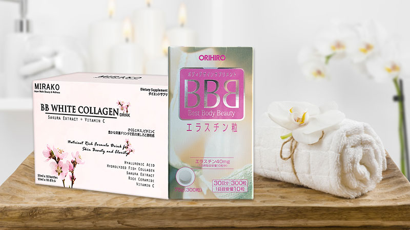 Bộ đôi lấy lại năng lượng thanh xuân Collagen Mirako BB White 10 chai và Orihiro BBB Best Body Beauty 300 viên
