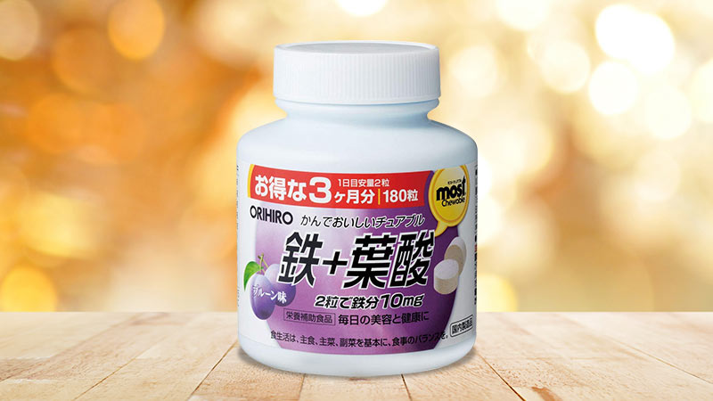 Viên uống bổ sung sắt Acid Folic Most Chewable Iron Orihiro 180 viên
