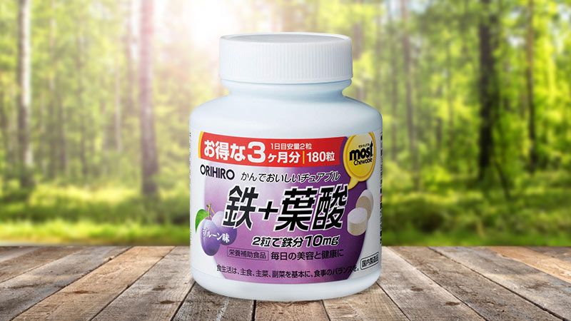 Viên uống bổ sung sắt Acid Folic Most Chewable Iron Orihiro 180 viên