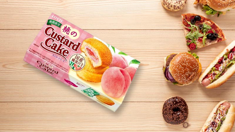Bánh trứng vị đào Lotte Custart Cake vị đào 6 cái