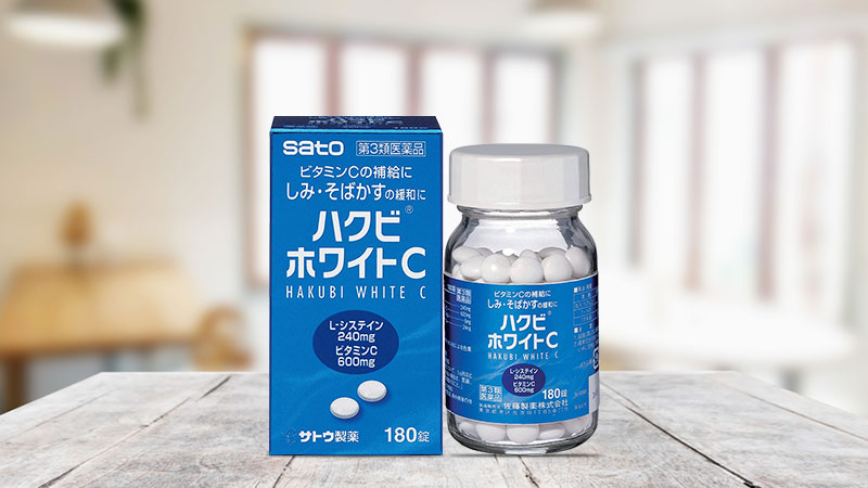 Viên uống dưỡng sáng da Sato Hakubi White C 180 viên