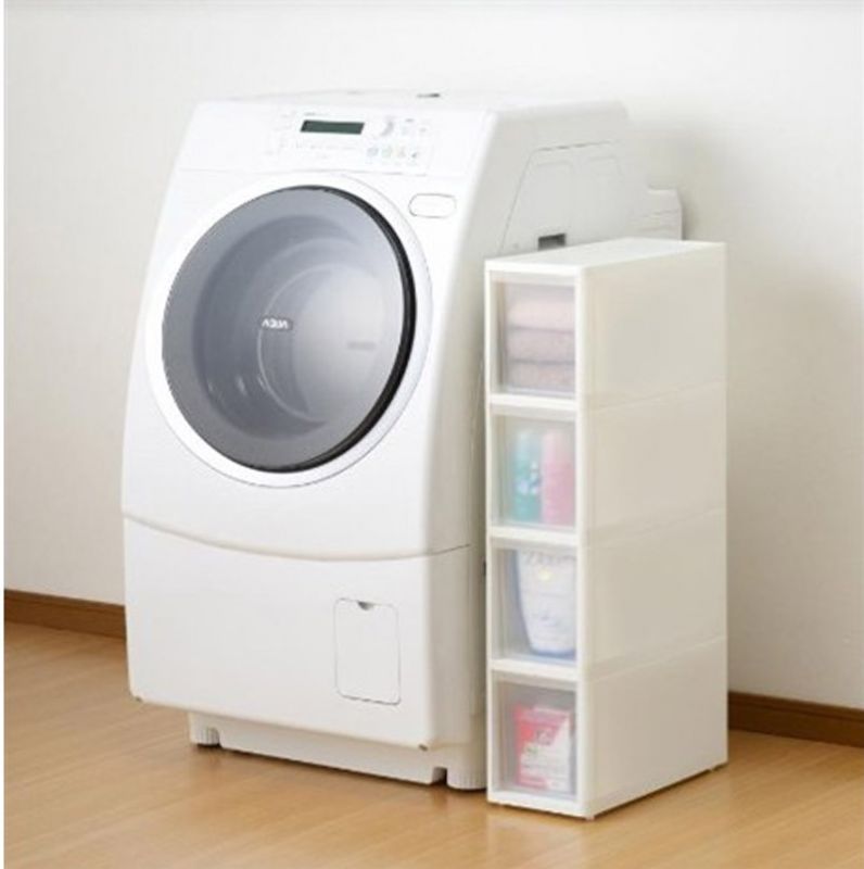 Tủ kệ đa năng 4 tầng JEJ Lise Slim Stocker (Màu trắng và trong suốt)