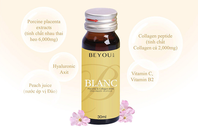 Nước uống đẹp da kết hợp Collagen và Placenta Beyou Blanc