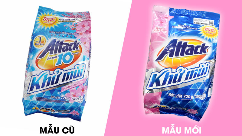 Bột giặt khử mùi hương anh đào Attack 720g