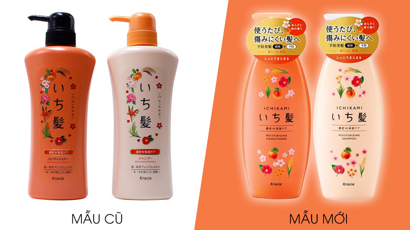 Bộ đôi dầu gội và dầu xả dưỡng ẩm Ichikami vàng cam 480ml