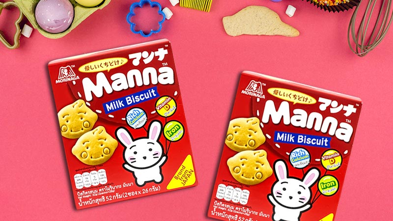 Combo 2 hộp bánh quy sữa Morinaga Manna Milk Biscuit 52g (Dành cho bé từ 6–36 tháng tuổi)