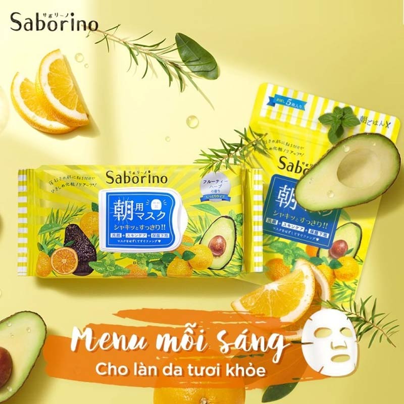 Mặt nạ dưỡng ẩm buổi sáng Saborino Morning Facial Sheet Minty Fresh 32 Miếng (Hương trái cây)