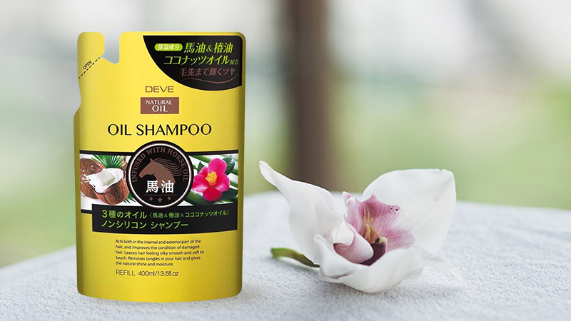 Dầu gội đầu chiết xuất từ dầu ngựa, dầu dừa và dầu hoa trà Kumano Oil Shampoo 400ml (Refill)