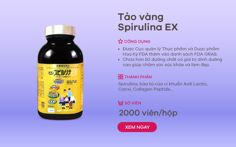 Tảo vàng cao cấp Spirulina EX 2000 viên