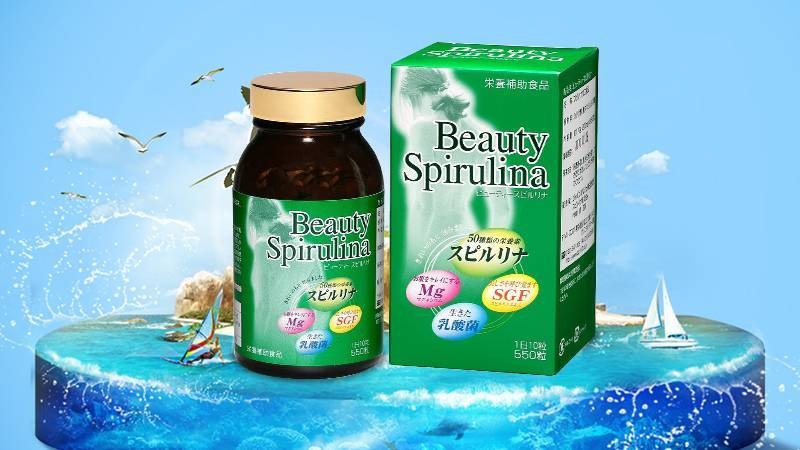 Tảo xoắn Japan Algae Beauty Spirulina 550 viên