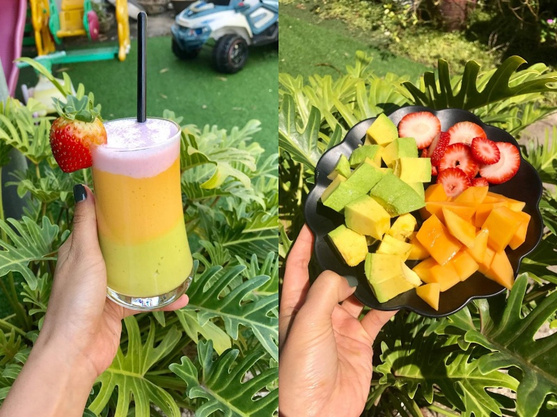 Smoothie xoài, cà rốt, bơ, dâu tây