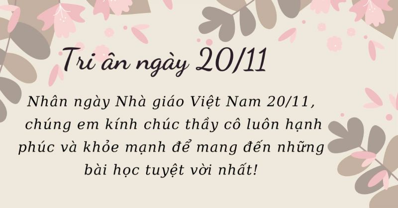 Những lời chúc 20/11 năm nay chắc chắn sẽ đem lại cho bạn nhiều niềm vui và ý nghĩa. Điều đó chứng tỏ sự quan tâm và tôn trọng của bạn đối với những người thầy cô đã dành thời gian và công sức cho việc giáo dục bạn. Cùng khám phá những lời chúc đặc biệt cho ngày ý nghĩa này nào!