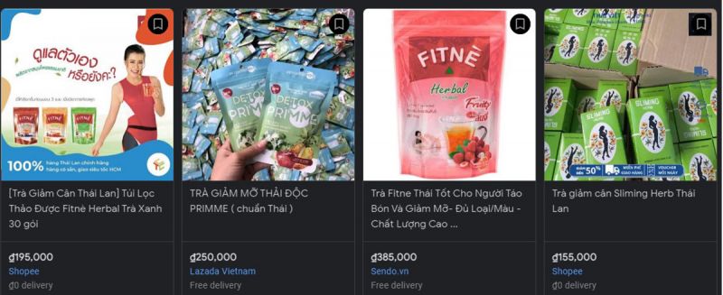 Giá một số dòng trà giảm cân Thái trên thị trường