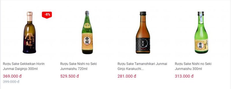 Các dòng rượu Sake Nhật bình dân có mức giá 350K-650K
