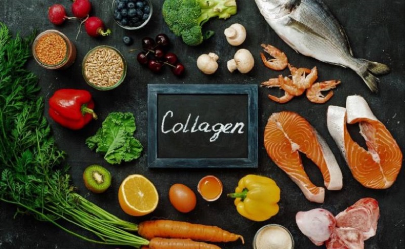  Collagen có vai trò như là một chất kết dính, một tấm nệm ở lớp hạ bì nhằm liên kết các mô tế bào, tăng sự đàn hồi cho da.