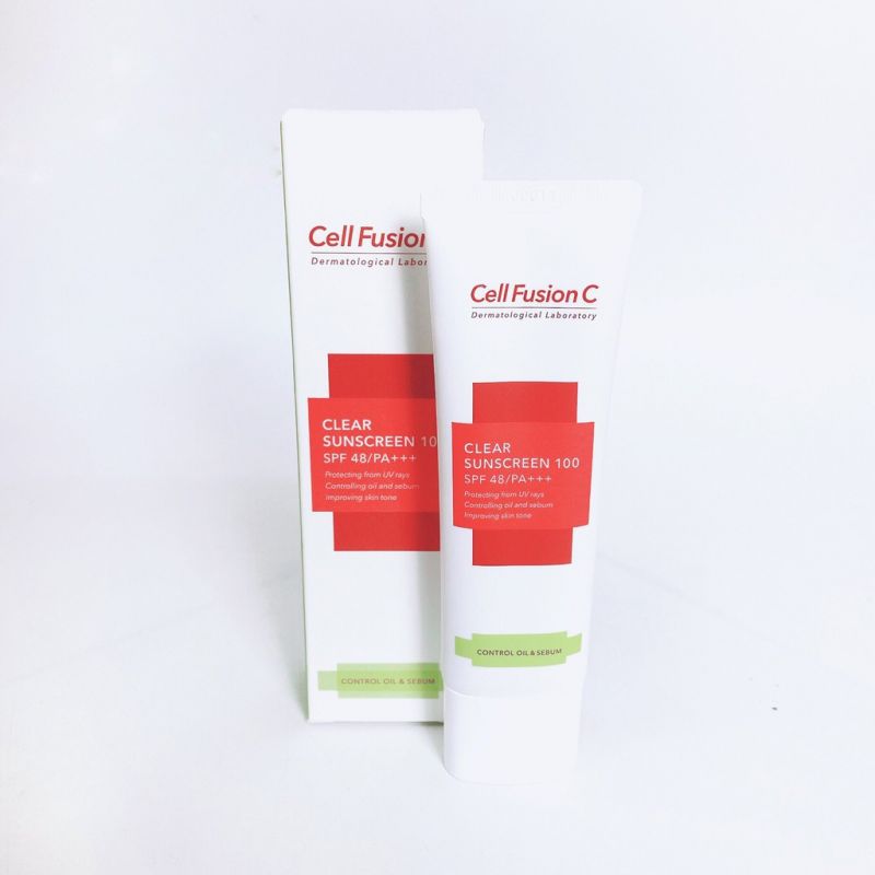 Kem chống nắng Cell Fusion C Clear Sunscreen 100 là dòng kem chống nắng da dầu mụn giá học sinh được ưa chuộng nhất hiện nay