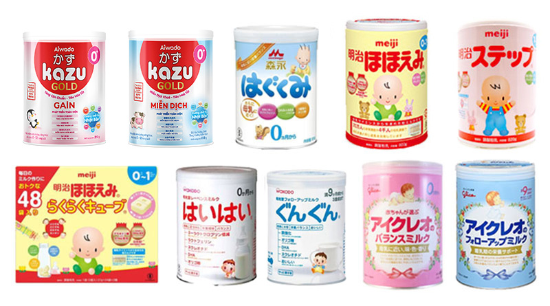 Một số loại sữa tăng cân cho trẻ em Nhật Bản được ưa chuộng. Ảnh: Internet