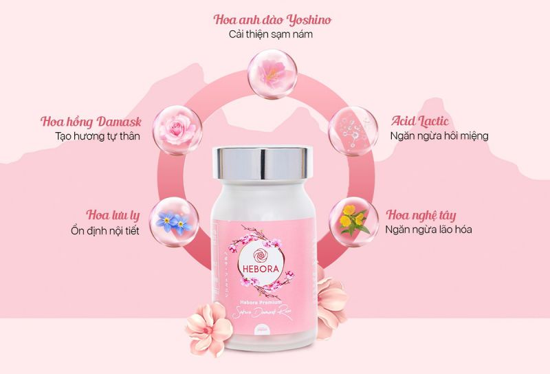 Viên uống hỗ trợ nội tiết Hebora Premium cải thiện mùi cơ thể, cân bằng nội tiết tố nữ