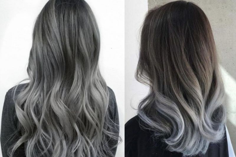 Tóc nhuộm màu xám khói