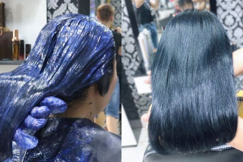 Tóc nhuộm màu xanh than