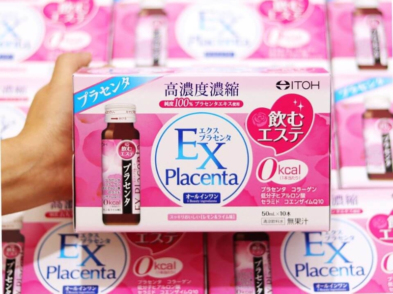 Nước uống tinh chất nhau thai Itoh EX Placenta có bảng thành phần toàn các dưỡng chất, hoạt chất quý hiếm