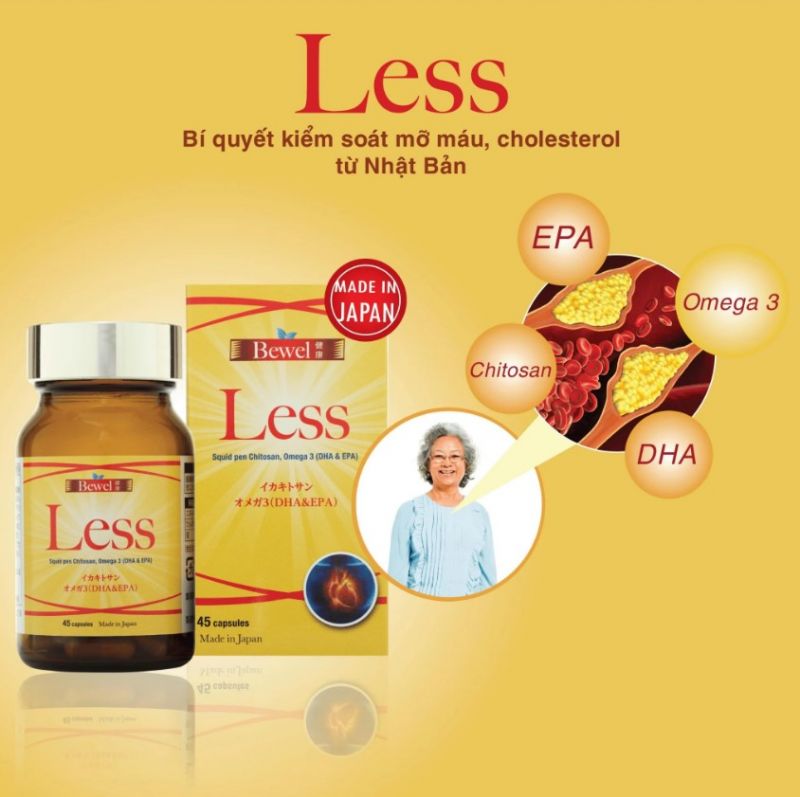 Viên uống hỗ trợ giảm mỡ máu và Cholesterol Waki Bewel Less