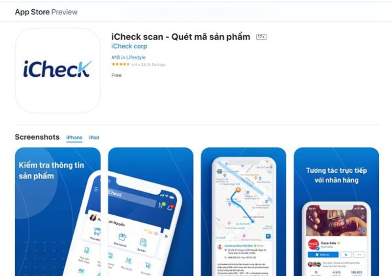  iCheck là một trong những ứng dụng quét mã vạch số 1 Việt Nam