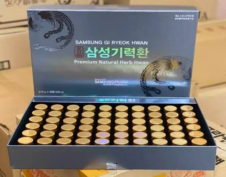 Thuốc bổ não Samsung Gi Ryeok Hwan được sản xuất bởi công ty dược phẩm hàng đầu xứ sở kim chi, Hàn Quốc