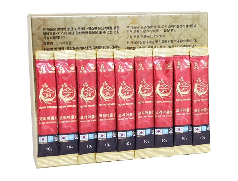 Nước uống hồng sâm Hàn Quốc Kumsan Korea Red Ginseng (Hộp 30 gói x 10g)
