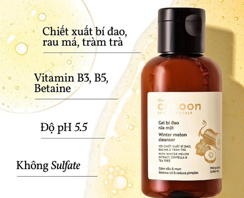 Gel rửa mặt tạo bọt dịu nhẹ chiết xuất bí đao có độ p.H an toàn giúp làm sạch và dưỡng ẩm cho da sạch khỏe mịn màng.