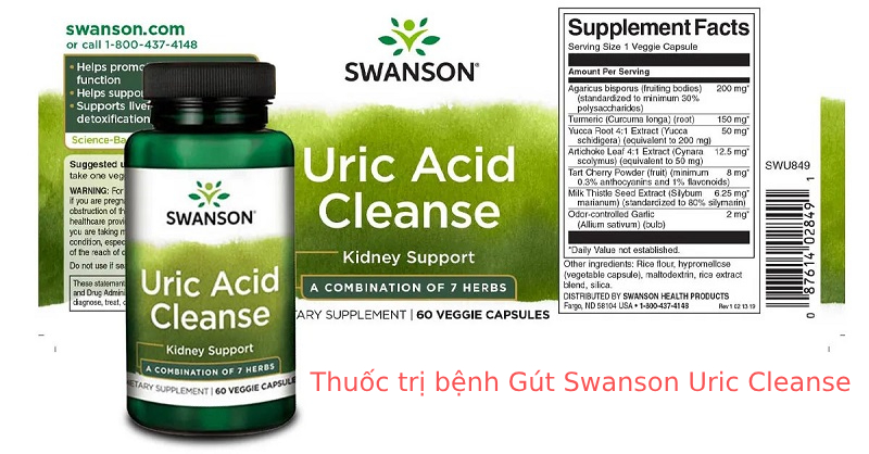 Thuốc gout Swanson Uric Acid Cleanse của Mỹ 