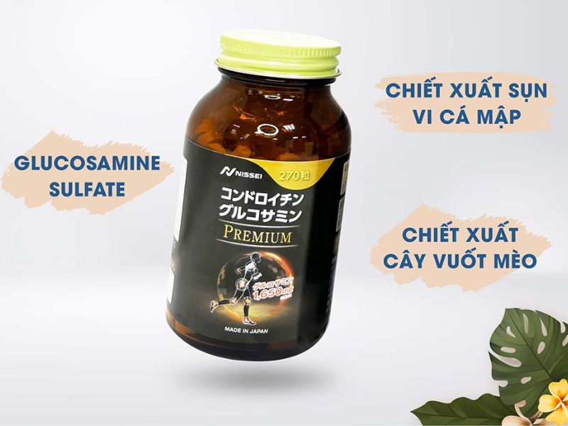 Viên uống Chondroitin Glucosamine Premium có chứa chiết xuất cây vuốt mèo giúp chống viêm, tái tạo sụn khớp, giảm đau khớp do thoái hóa.