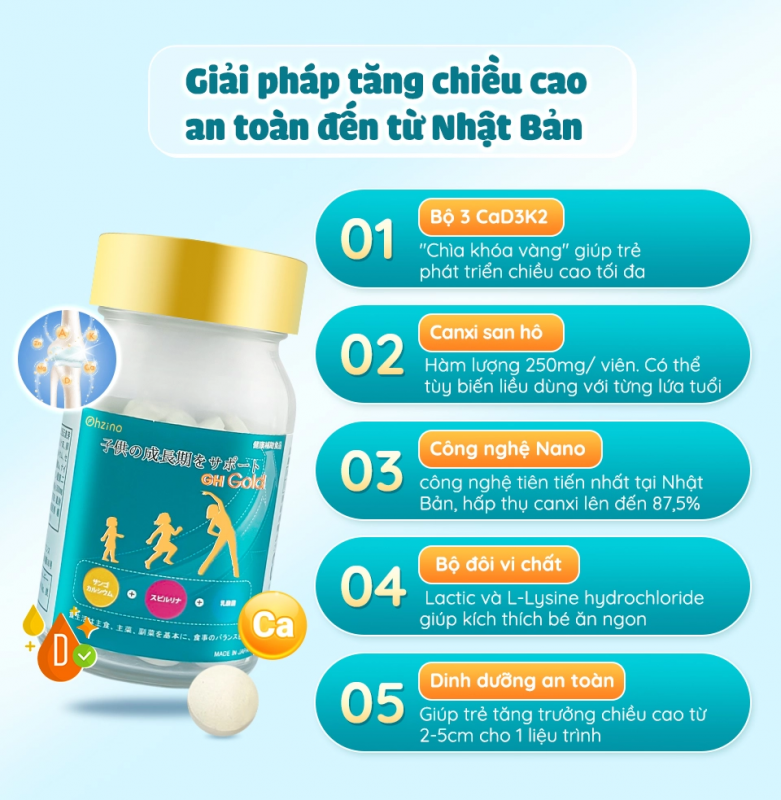 Viên uống cải thiện chiều cao GH GOLD Nhật Bản