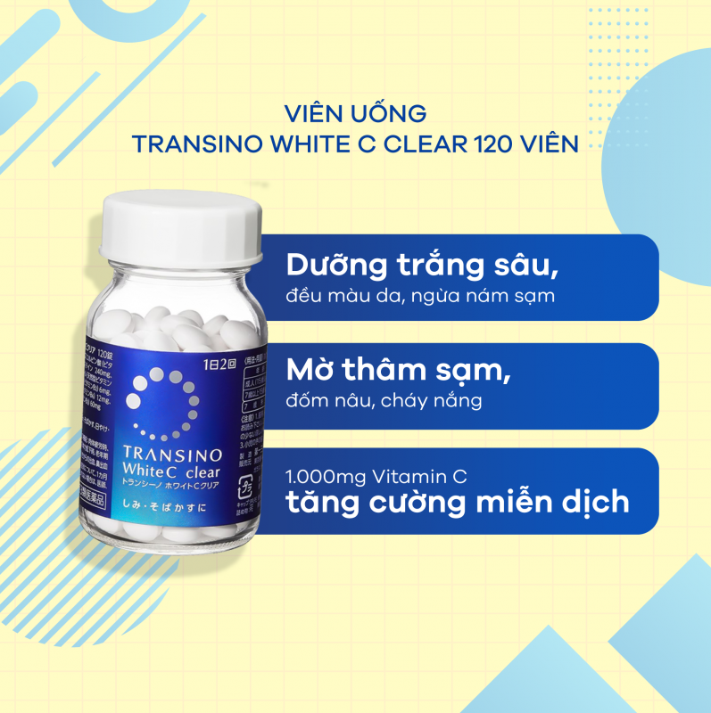 Viên uống trắng da, giảm nám Transino White C Clear 120 viên