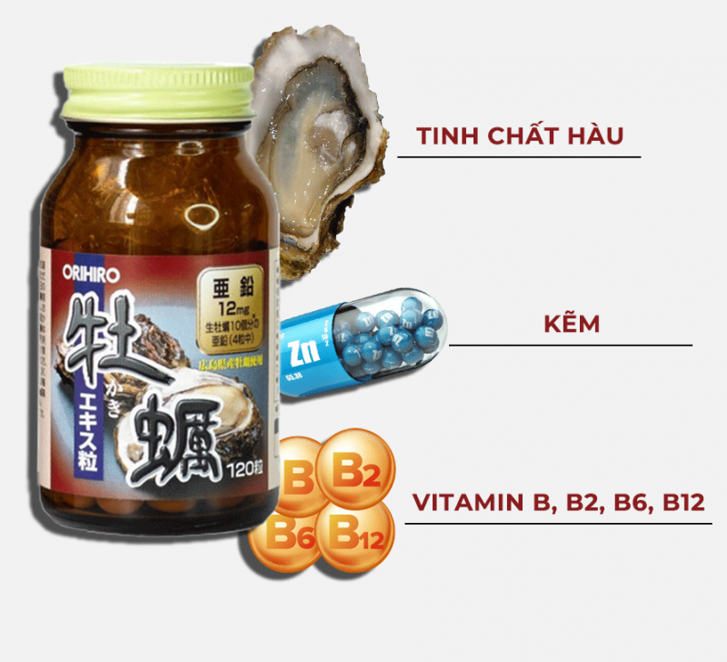 Thuốc bổ thận tráng dương của Nhật - Tinh chất hàu tươi hỗ trợ tăng cường sinh lực nam Orihiro 120 viên