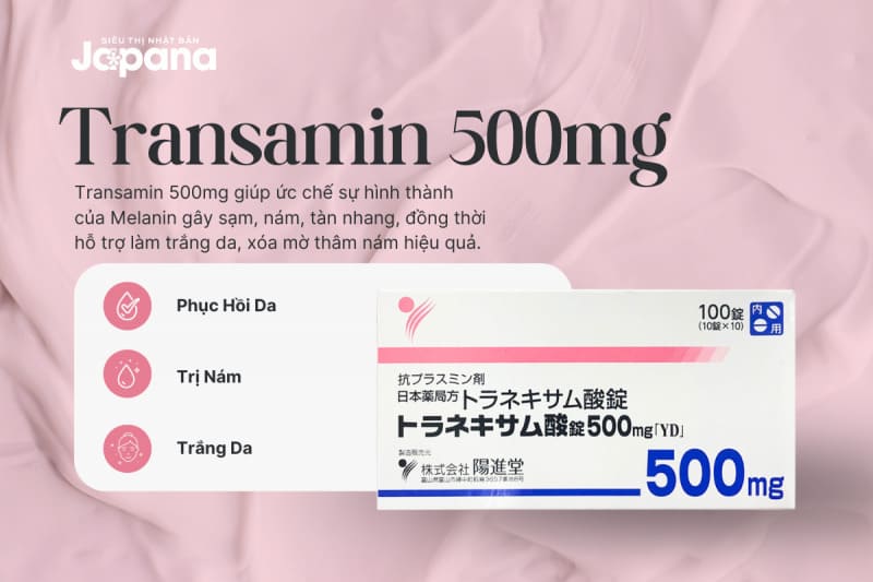 Viên uống trắng da, trị nám Transamin 500mg hộp 10 vỉ 100 viên