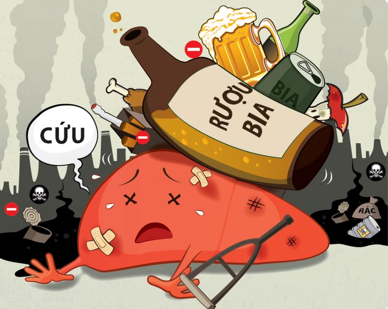 Sử dụng nhiều rượu bia gây nhiều tác hại đến gan