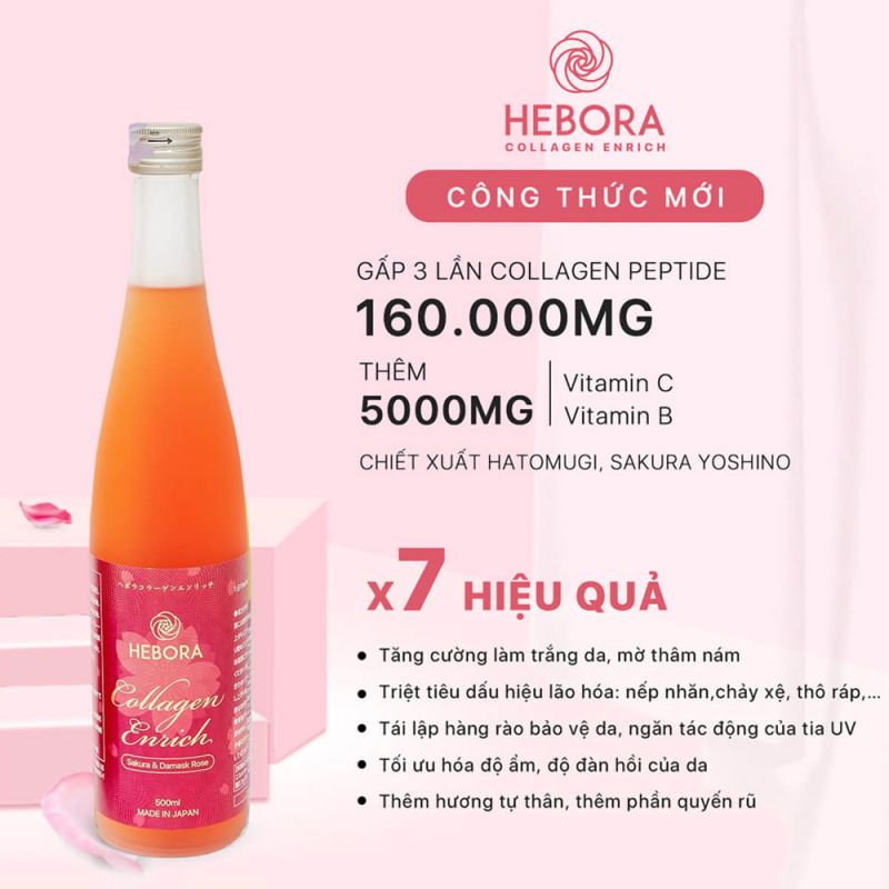 Nước uống Collagen Enrich Hebora giúp da mềm mại và mượt mà