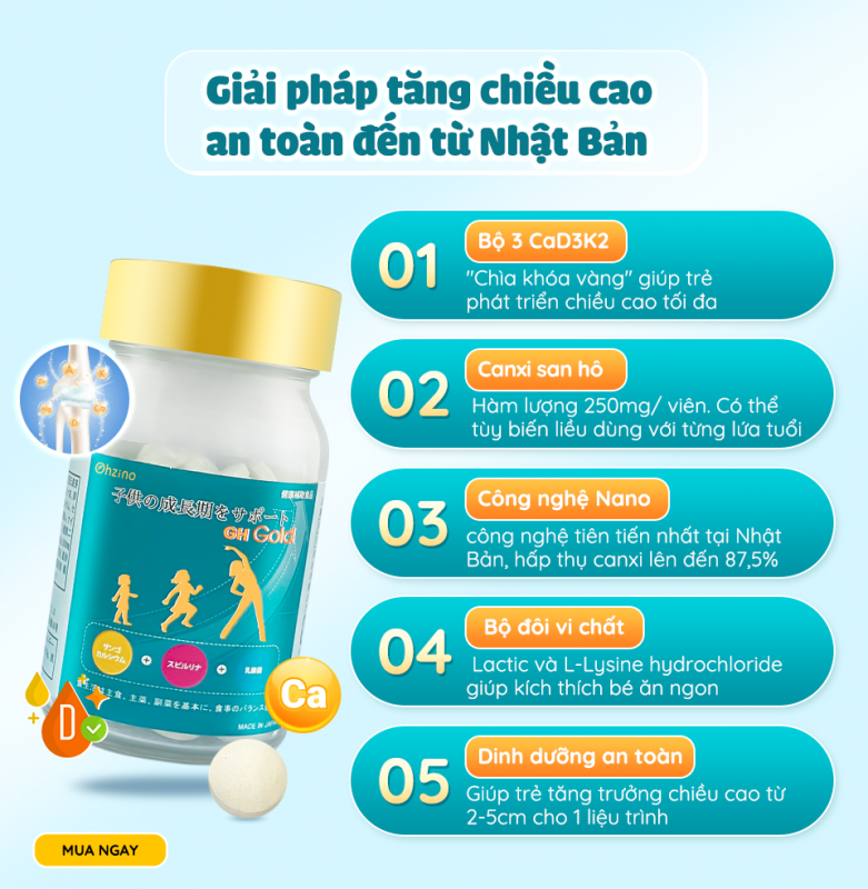 Công dụng của thuốc tăng chiều cao GH Gold