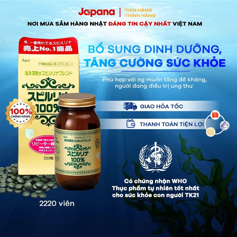 Tảo xoắn Spirulina Japan Algae Nhật Bản giúp bổ sung dinh dưỡng hoàn hảo cho sức khỏe