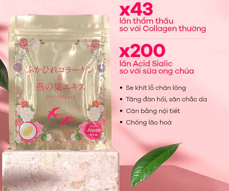 Collagen tươi dạng viên chiết xuất tổ yến Nhật Bản