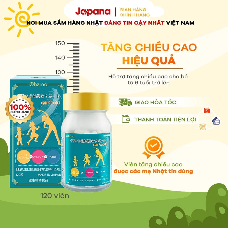 Viên uống GH Gold Nhật Bản hỗ trợ tăng chiều cao hiệu quả, giúp xương chắc khỏe và phát triển toàn diện