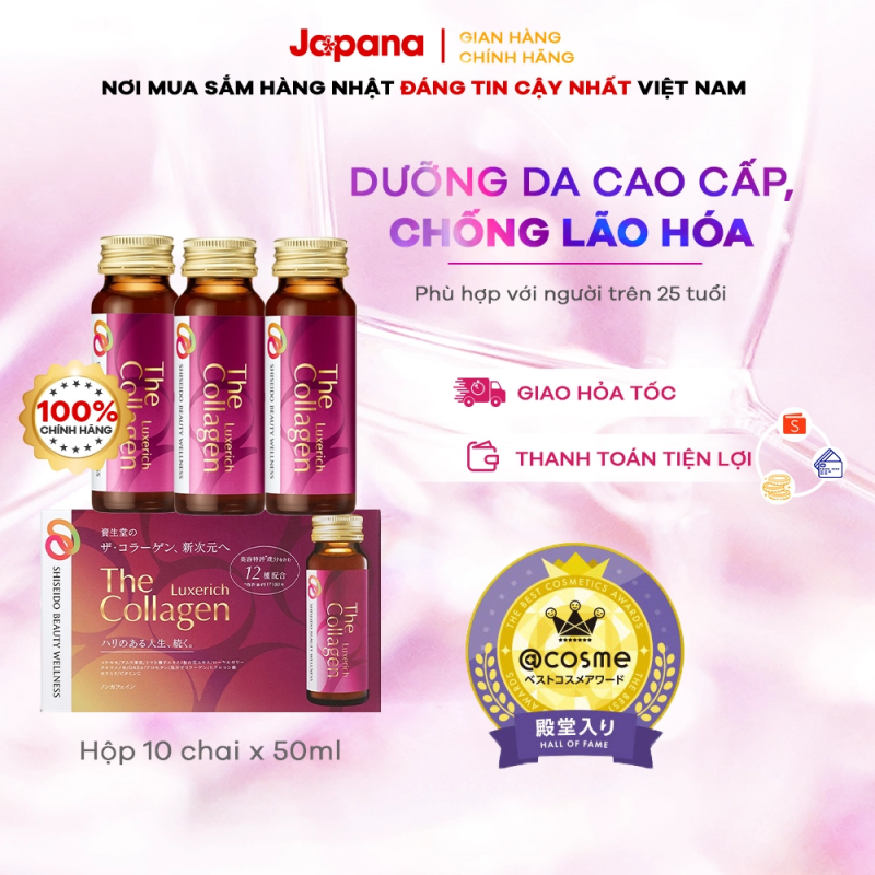 Nước uống Shiseido The Collagen LuxeRich giúp da luôn căng tràn sức sống