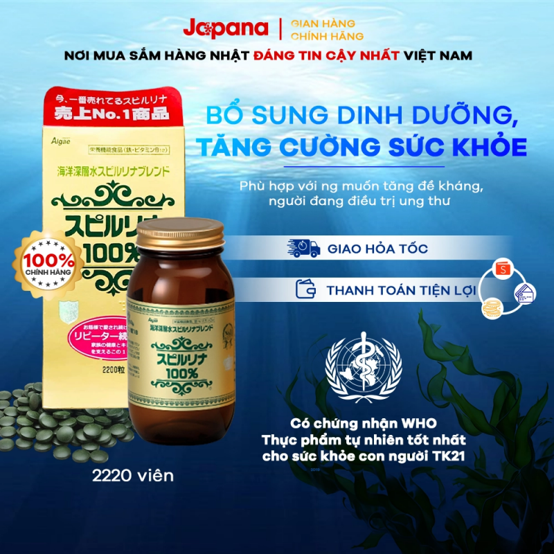 Tảo xoắn Spirulina Japan Algae là sản phẩm chứa hoạt chất phycocyanin cho sức khỏe con người