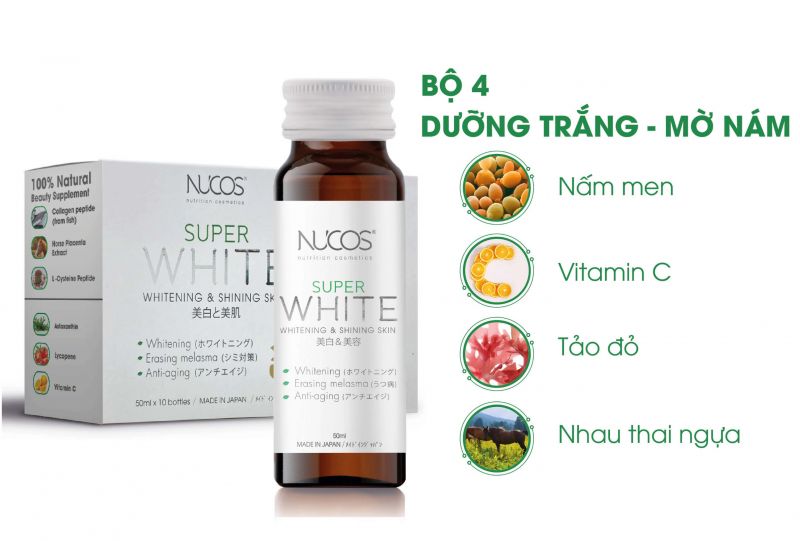 Nucos Super White sở hữu bộ tứ dưỡng trắng mạnh mẽ
