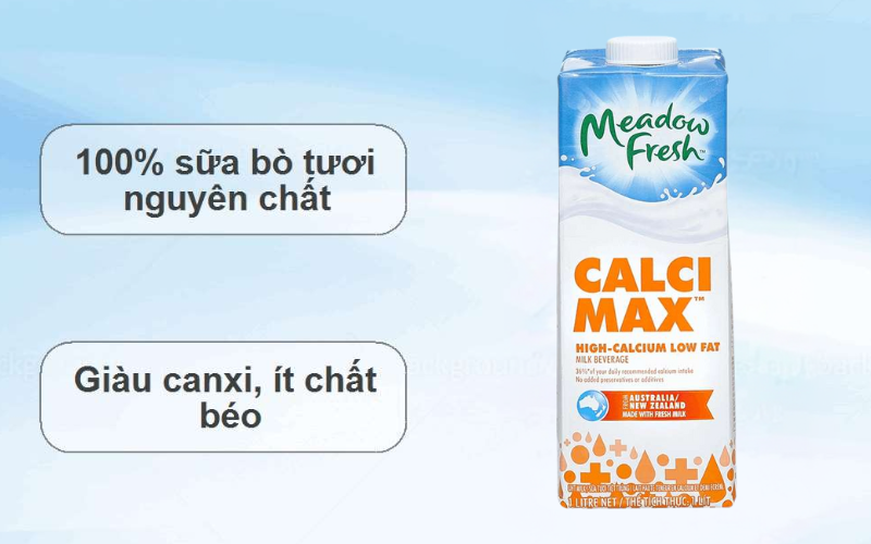 Sữa Meadow Fresh Calci Max cung cấp canxi cho phát triển xương