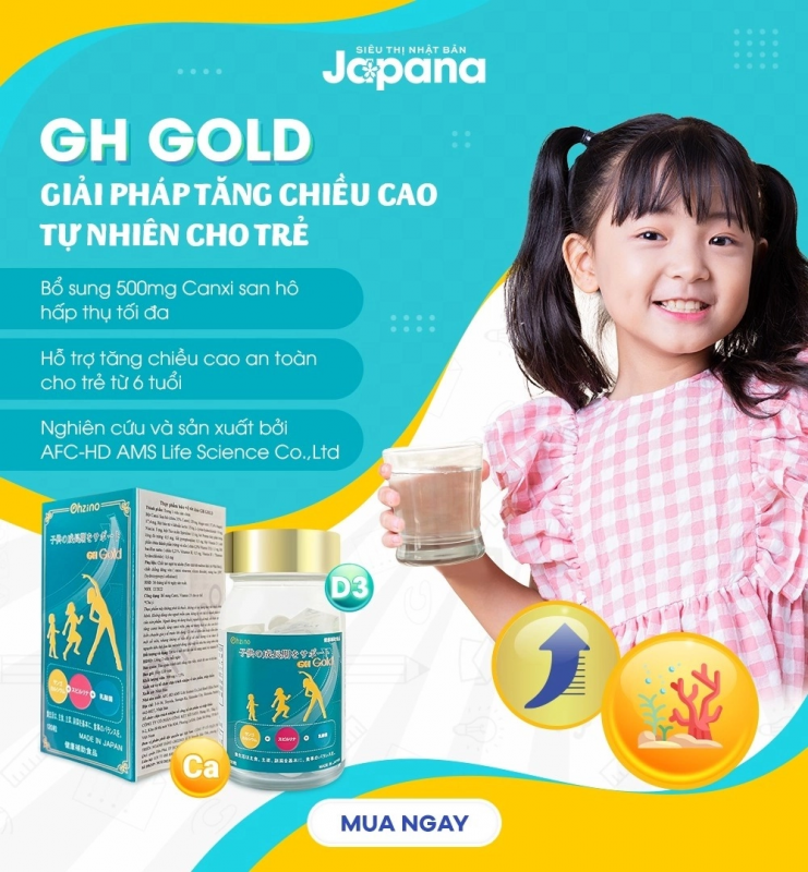 GH Gold là dòng sản phẩm độc quyền của Japana, giúp bé tăng chiều cao tự nhiên và vượt trội