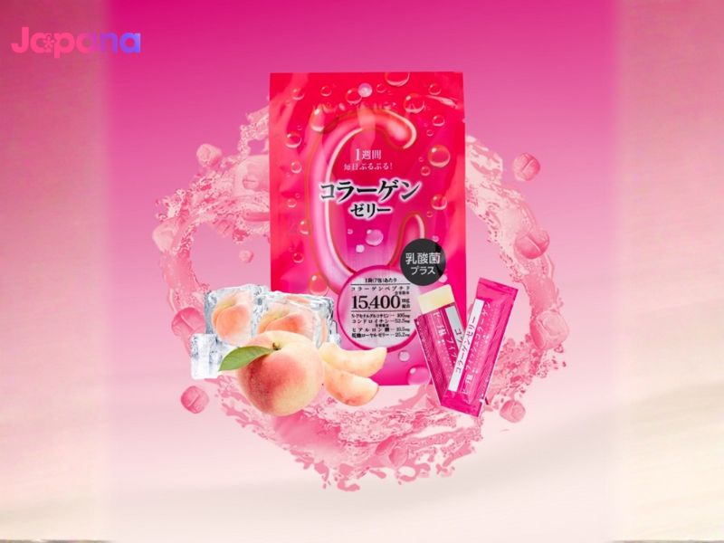 12. Thạch Collagen Glucosamine Shinnippai vị Đào 2200mg