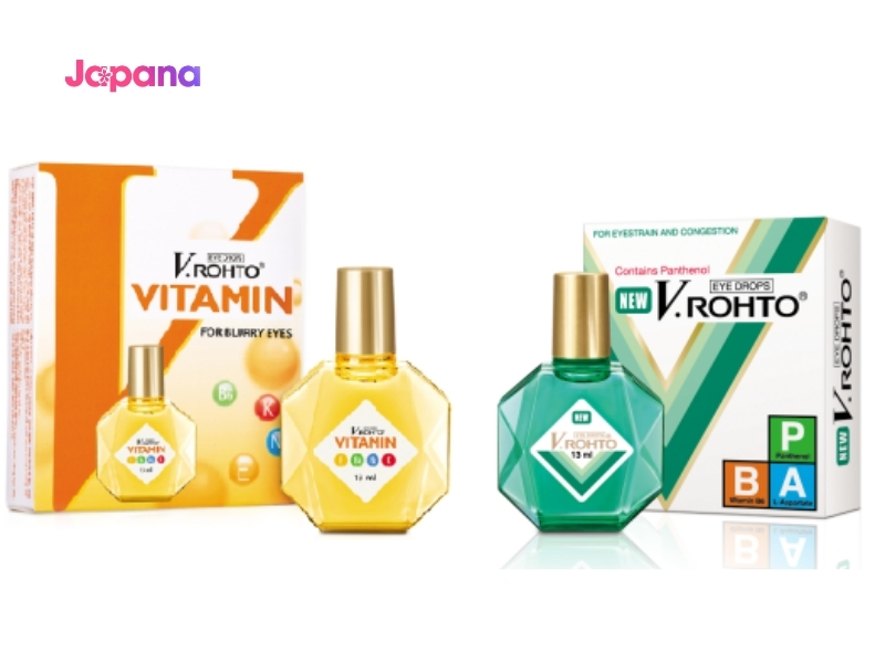 So sánh thuốc nhỏ mắt Rohto Nhật màu xanh và vàng
